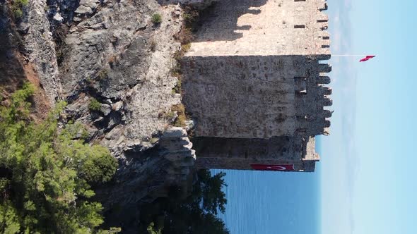 Vertical Video Alanya Castle  Alanya Kalesi Aerial View