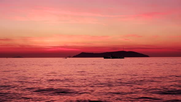 amazing sunset view with sea and islands timelapse