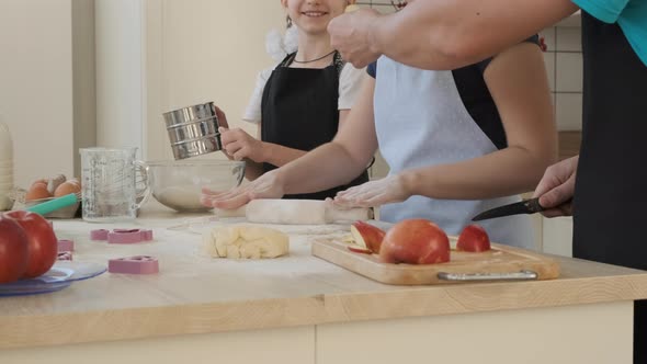 Family of Three Cooking Baking Cake or Cookies