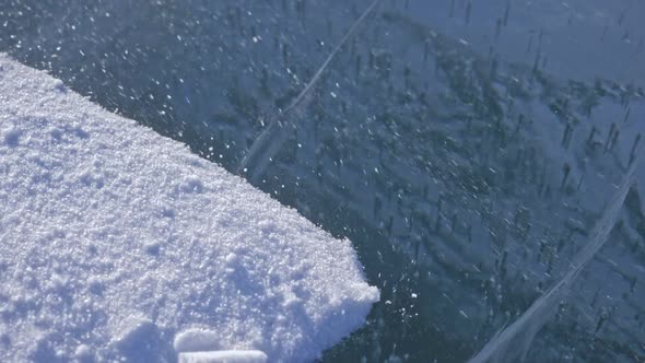 Snow Is Flying Over Surface of Ice