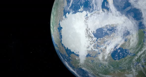 North Pole and Glacial Artic Ocean in Planet Earth