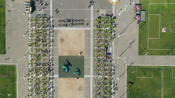 Aerial view of Civic Center Plaza