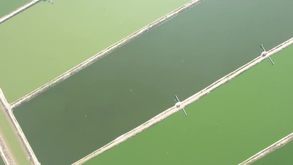 Aerial of wind turbine wind park view from above bird eye