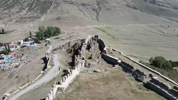 aerial view old castle ruins