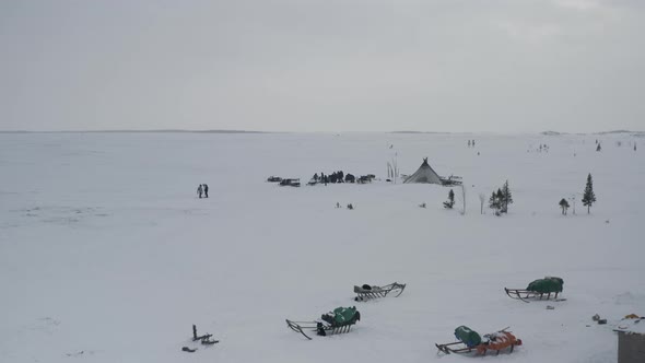 A Camp of Yurts of a Small Northern People in the Arctic