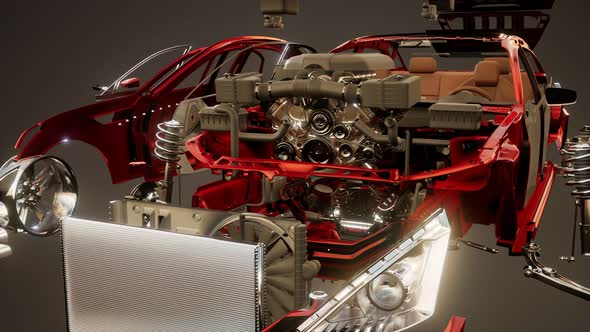 Disassembled Car with Visible Parts alt