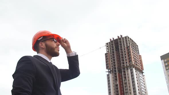 Professional People at Work, Portrait of Happy and Confident Architect with Safety Helmet in