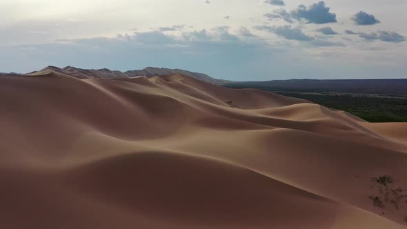 Aerial View of Sand Dunes in Gobi Desert, Mongolia