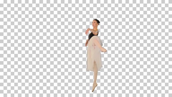 Young graceful ballerina in pointe shoes, Alpha Channel