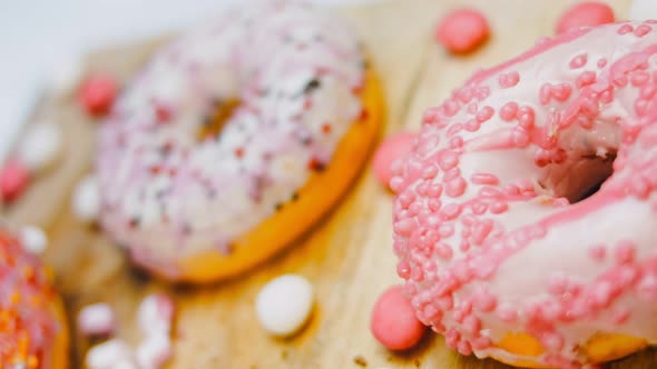 Chocolate Marshmello and Candy Donuts on a Retro Baking Tray