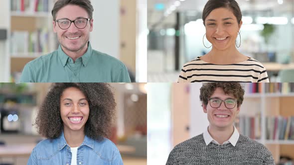 Collage of Different Races People Smiling Towards Camera