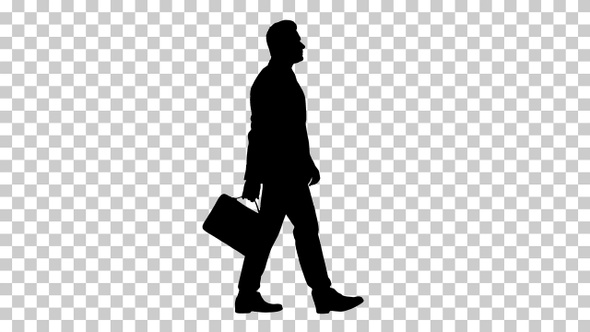 Silhouette  businessman walks , Alpha Channel