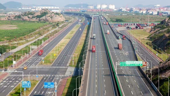 Shanghai Road Near Yangshan Port By Chinese Hills Timelapse