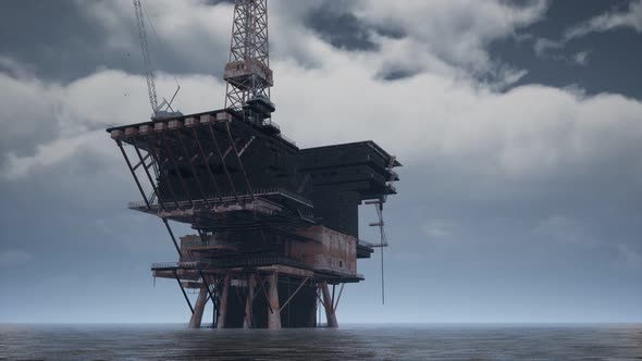 Large Pacific Ocean Offshore Oil Rig Drilling Platform