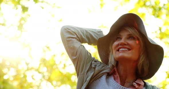 Happy woman in park