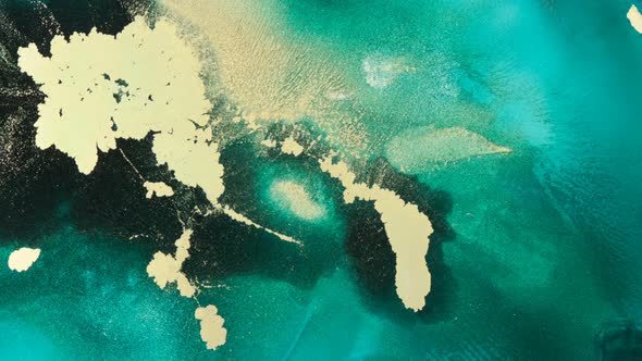 Footage Watercolor Turquoise Abstract Background Closeup