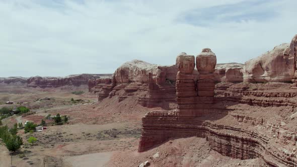 Red Sandstone Rock Formations near Moab, Southwest Desert, Utah - Aerial