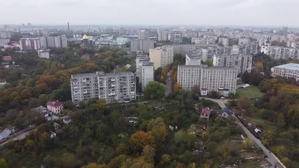 Drone Flying Over the City 