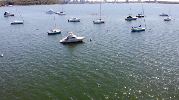 Aerial view of Boats by the Shore in Australia