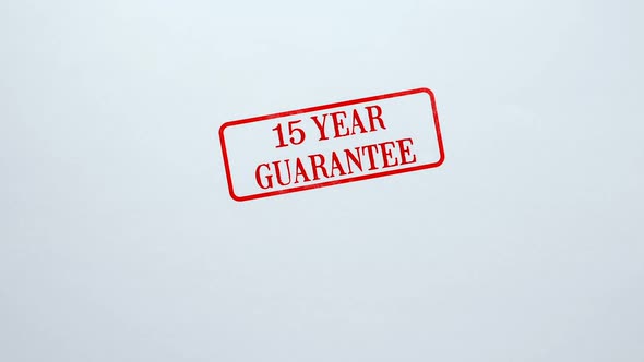 15 Year Guarantee Seal Stamped on Blank Paper Background, Product Quality