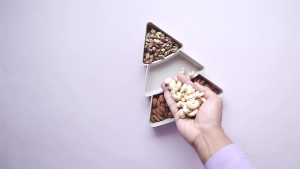 Top View of Almond Cashew Nut and Pistachios in a Bowl