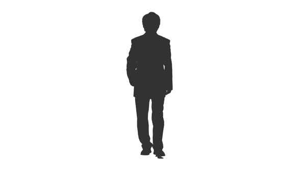 Silhouette of Business Person Walking in Suit alt