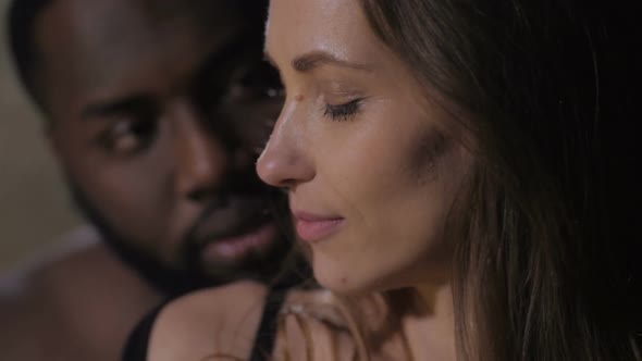 Portrait of Diverse Couple in Love During Foreplay