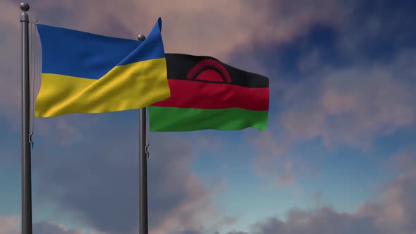 Malawi Flag Waving Along With The National Flag Of The Ukraine - 2K