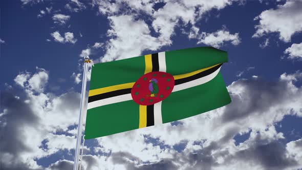 Dominica Flag With Sky 4k