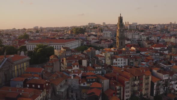 Porto in Portugal, aerial drone cityscape view 4k