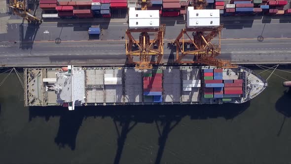 Logistic Concept Aerial Shot Above Commercial Dockyard 03