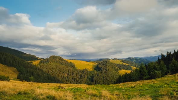 Clouds Flowing on the Blue Sky in Mountains Landscape on Background