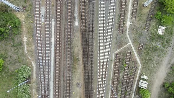 4K Train Tracks - Drone Shot