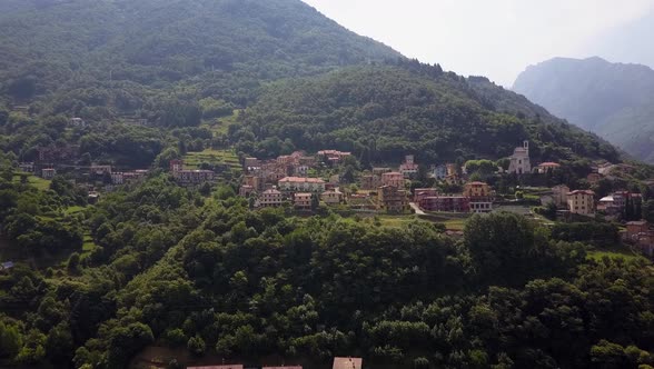 LAKE COMO, ITALY from the drone and the Italian Alps in background