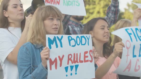 Confident Young Activists Protesting Against Gender Discrimination and Inequality. Portrait of