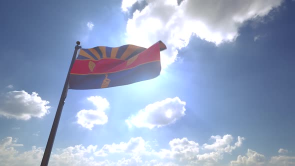 Harare City Flag on a Flagpole V4