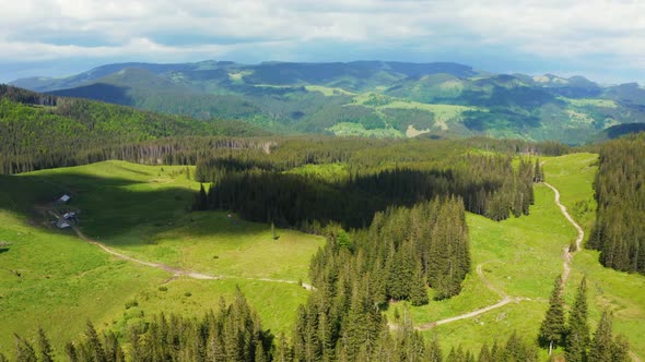 Panoramic Aerial View of Idyllic Mountain Scenery in the Alps