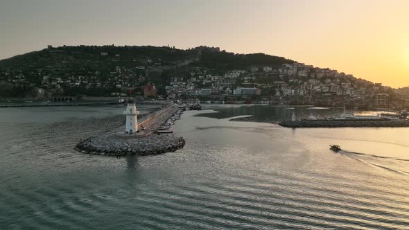 Light House Aerial view 4K Turkey Alanya