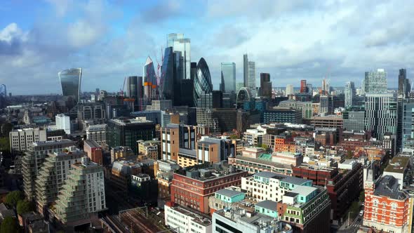 Aerial Panoramic Scene of the City Square Mile Financial District of London