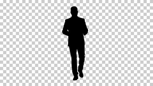 Silhouette Businessman walking, Alpha Channel
