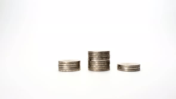 Row of Money to increase investment and profits, Coins on stack alt