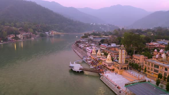 Aerial view on Rishikesh, India, 4k drone footage