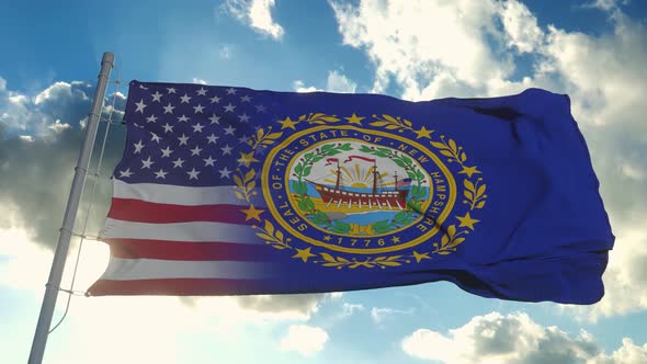 Flag of USA and New Hampshire State