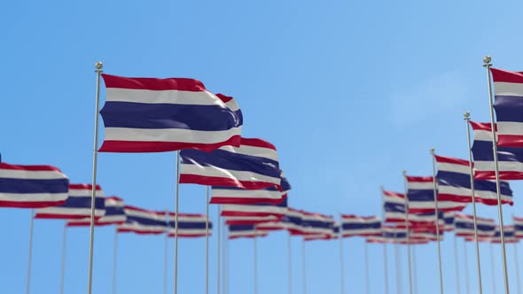 Thailand Row Of Flags Animation