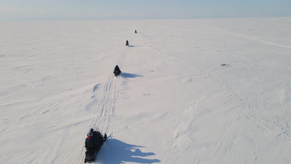 Snowmobiles Fast Speed Ride