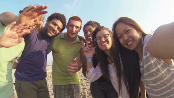 Multiracial Group Having Fun at Beach
