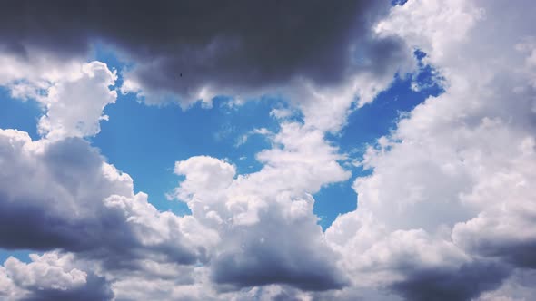 Timelapse, the Sky Before a Thunderstorm. Thunder Clouds Are Running, Gathering in the Dark Sky.