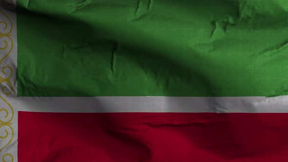 Chechen Republic Flag Textured Waving Background 4K