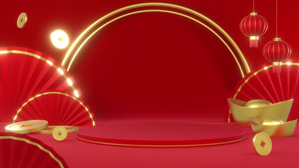 Chinese New Year festival stage for use as a background for placing products  alt