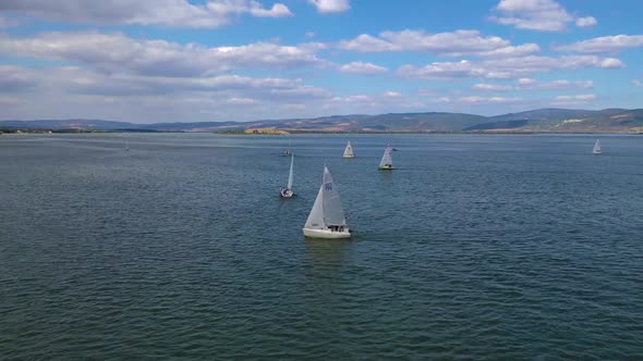 Sail Boats On Lake Golubac Regatta Serbia Summer 1